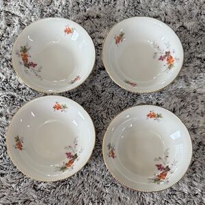 Winterling Bavaria Germany Autumn Leaves Set of 4 Fruit Dessert Bowls 5.5” Gold